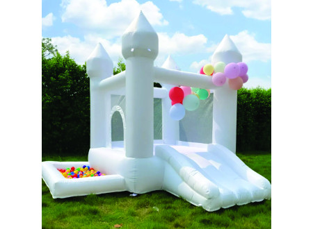 Castelo Inflável Branco para Festas, Eventos e Recreação – 3x3 m